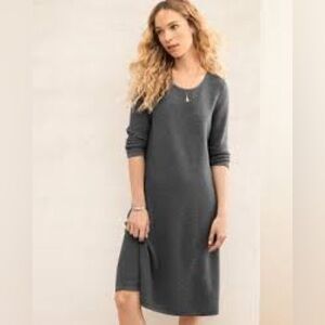 Eileen Fisher 100% Merino Wool Charcoal Long Sleeve Sweater Dress EUC